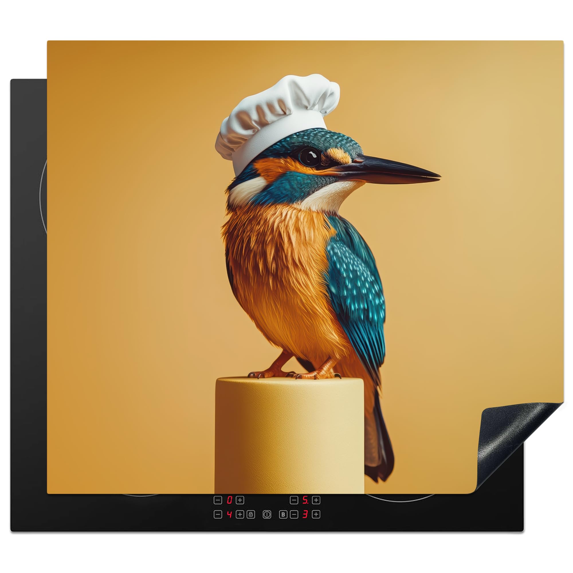KitchenYeah© Induction Hob Protector Mat 20.5"x23.6" / 60x52 cm Stove Cap Top Cover Kitchen Cooker Covers for Electric Hobs Vinyl Kingfisher - Pillar - Chefs Hat - Bird