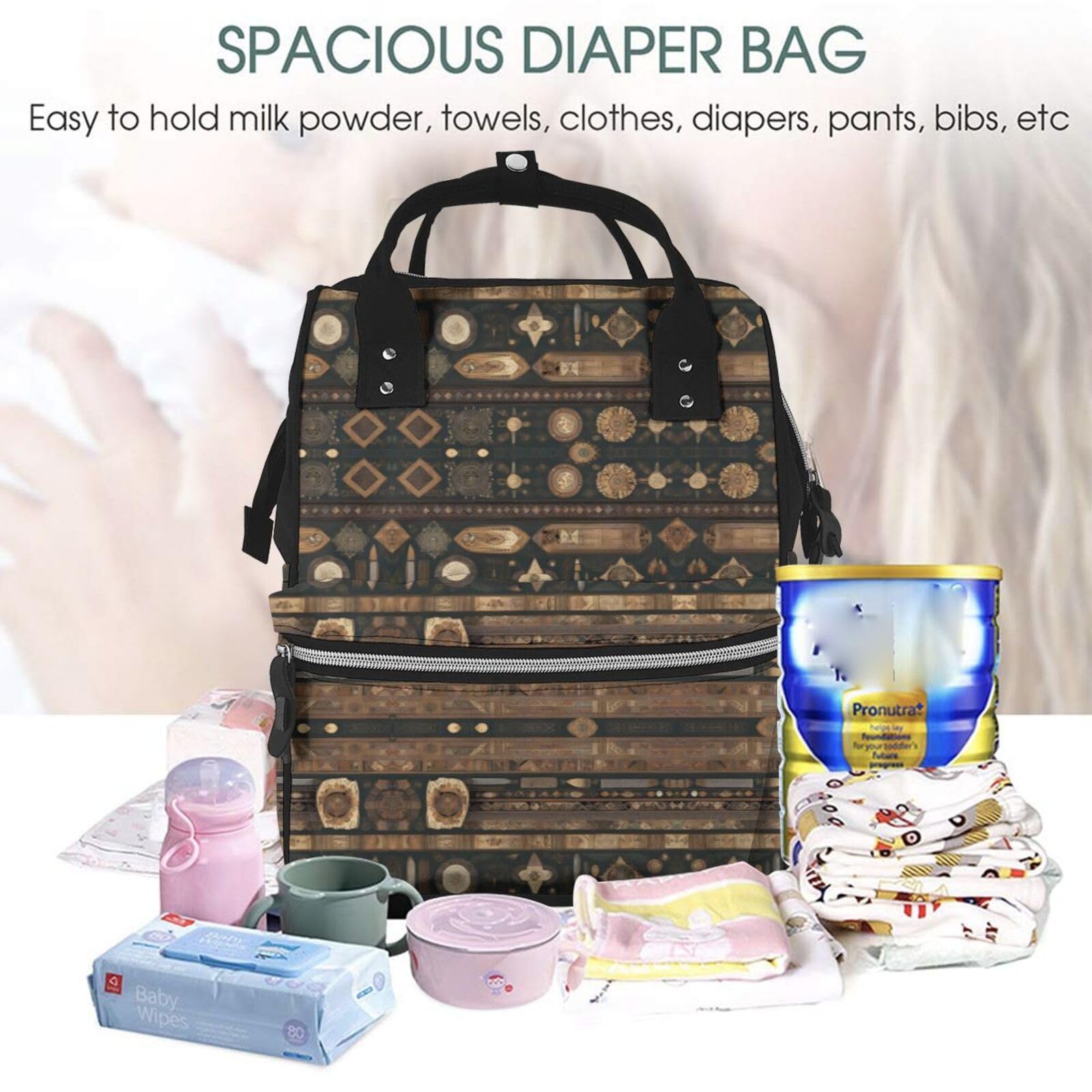 Zaino multifunzionale per pannolini con bandiera danese della Danimarca, grande capacità, con mamma e papà, per viaggi e uso quotidiano