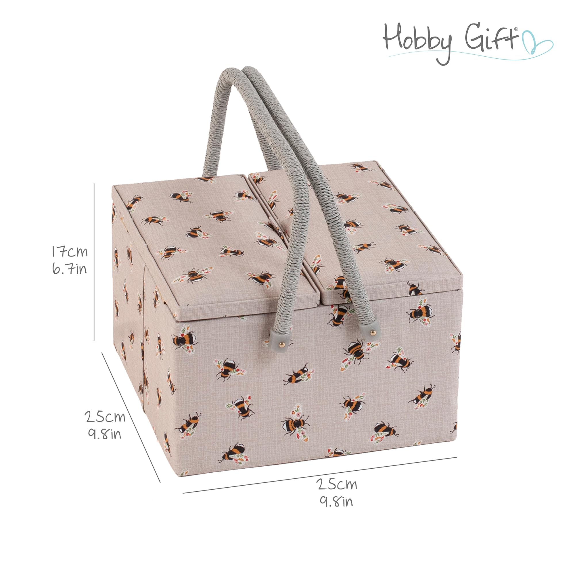 CDL Hand Stitched Mini Basket ベージュ Amazon.com: Hobby Gift Large Sewing Box - Twin Lid Craft