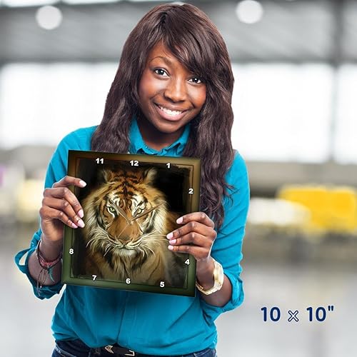 Miniatura 4 de 3dRose DPP_41377_1 Reloj de pared Retrato de un Tigre, 10 x 10 pulgadas