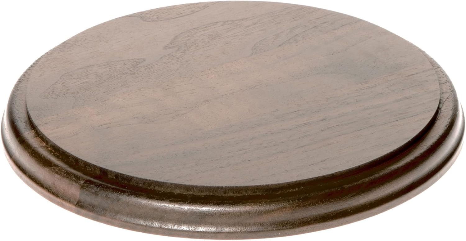 Plymor Solid Walnut Round Wood Display Base with Ogee Edge, 10.75" W x 10.75" D x 0.75" H