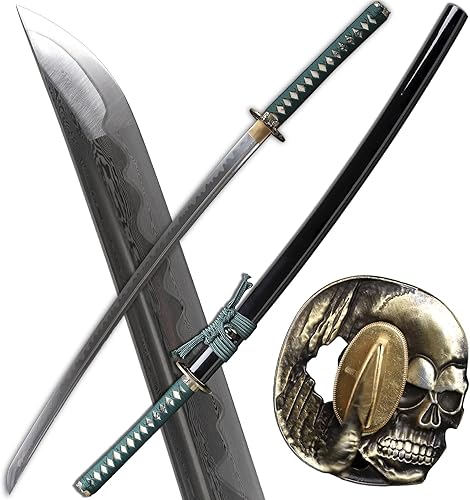 Espada katana hecha a mano, 41 pulgadas, totalmente forjada a mano, de acero doblado, espada samurái japonesa espiga completa hoja afilada real