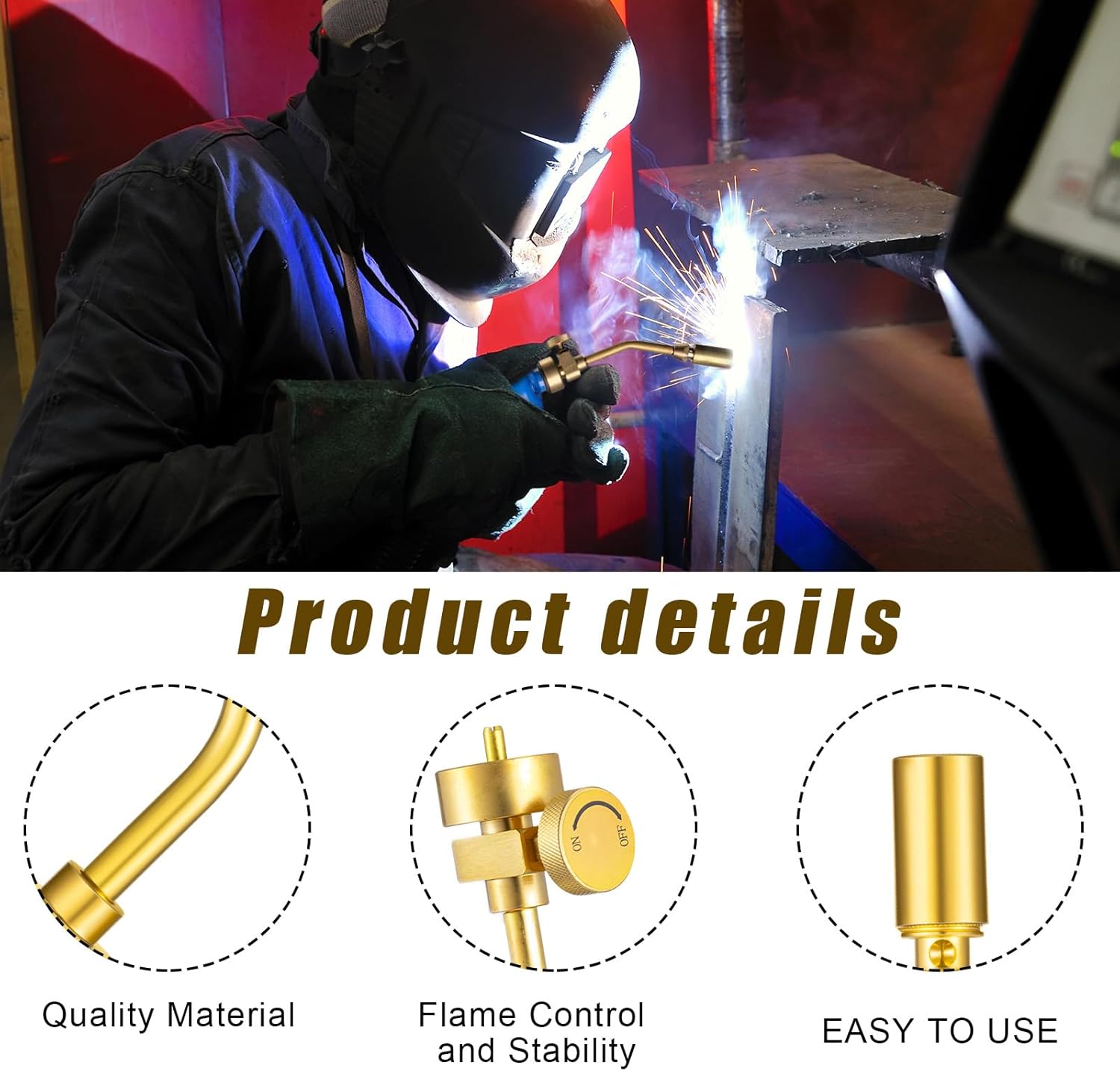 2 Pcs Brass Pencil Flame Propane Torch Head Gas Welding Torch Head Nozzle Propane Torch Tip Fuel by Propane Cylinder Bottle for Thawing, Brazing and Cooking