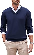COOFANDY Men's Jumper V-Neck Sweater Long Sleeve Slim Fit Knitted Pullover Casual Business Knitted Sweater Lightweight Jumper