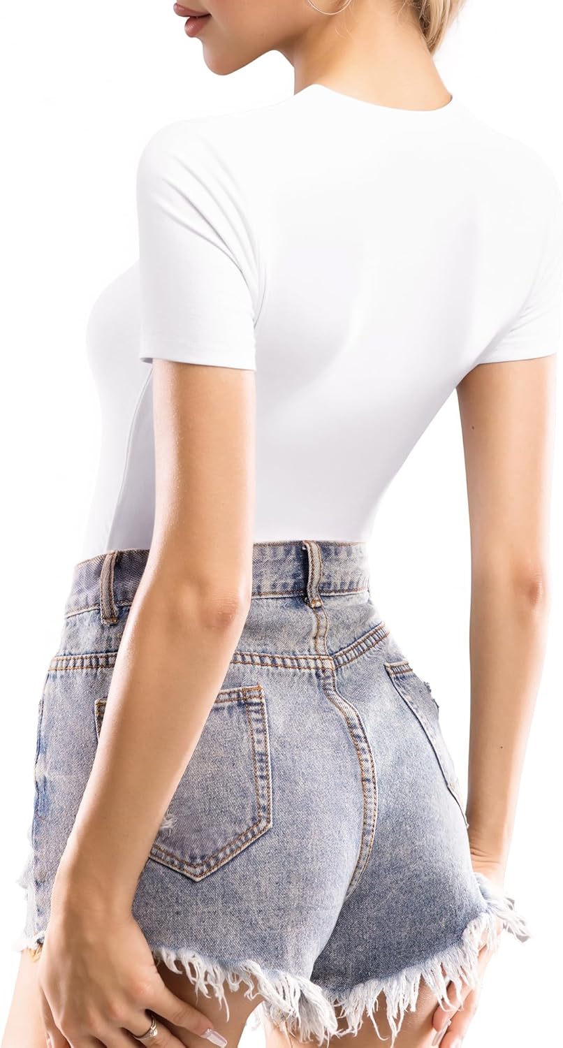 MANGOPOP Double Lined Short Sleeve Tops for Women Crew Neck T Shirts Basic Tee Womens Going Out Tops Trendy 2026 - Image 4