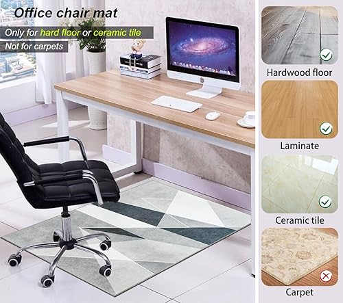 Miniatura 73 de Tapete para silla de oficina para suelo de madera dura, 48 x 60 pulgadas, tapete de oficina con ruedas de alta calidad, tapete antideslizante