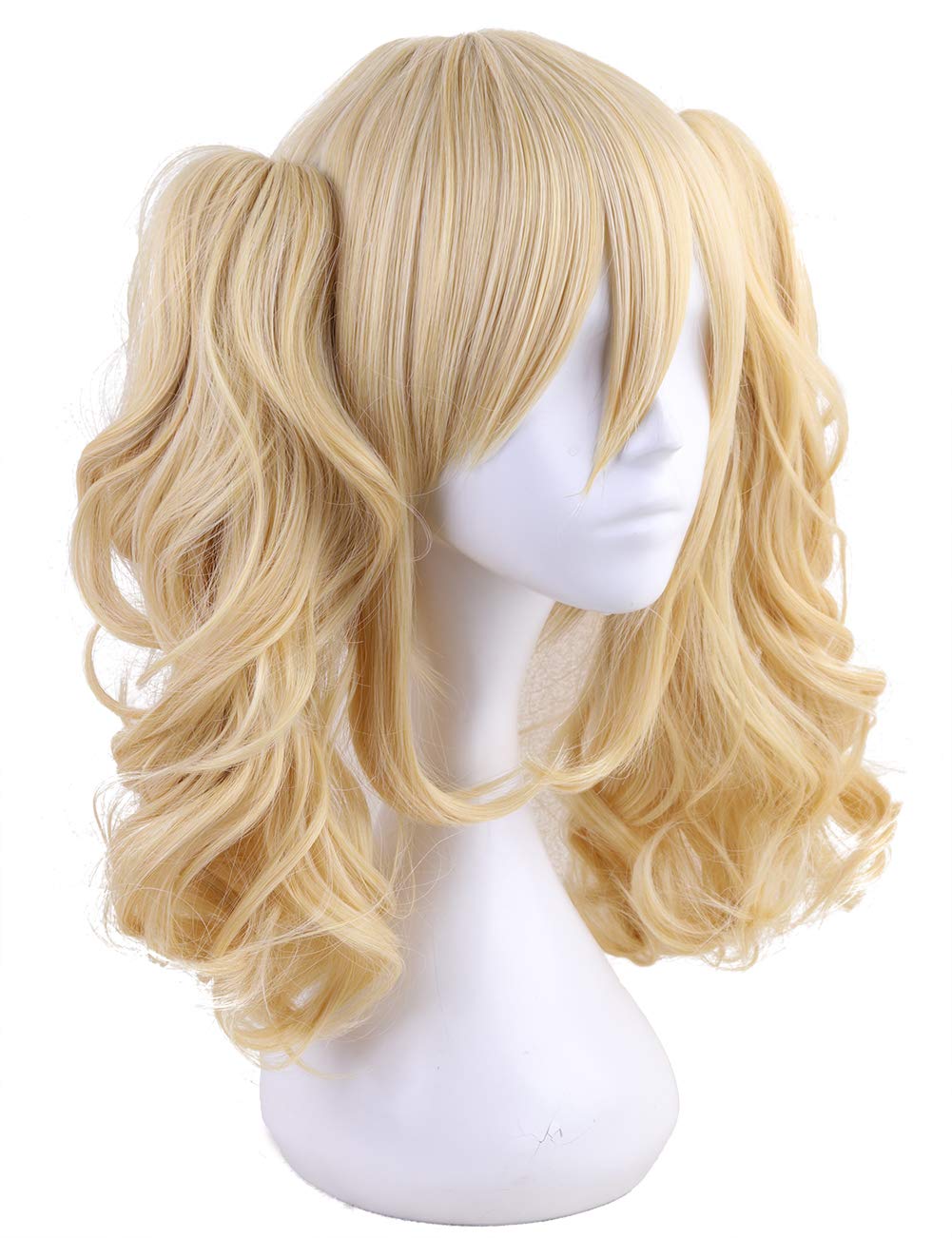 morvally Short Straight Blonde Bob Wig with Two Jaw Claws Ponytail Hair for Cosplay Costume Halloween Wigs - Image 3