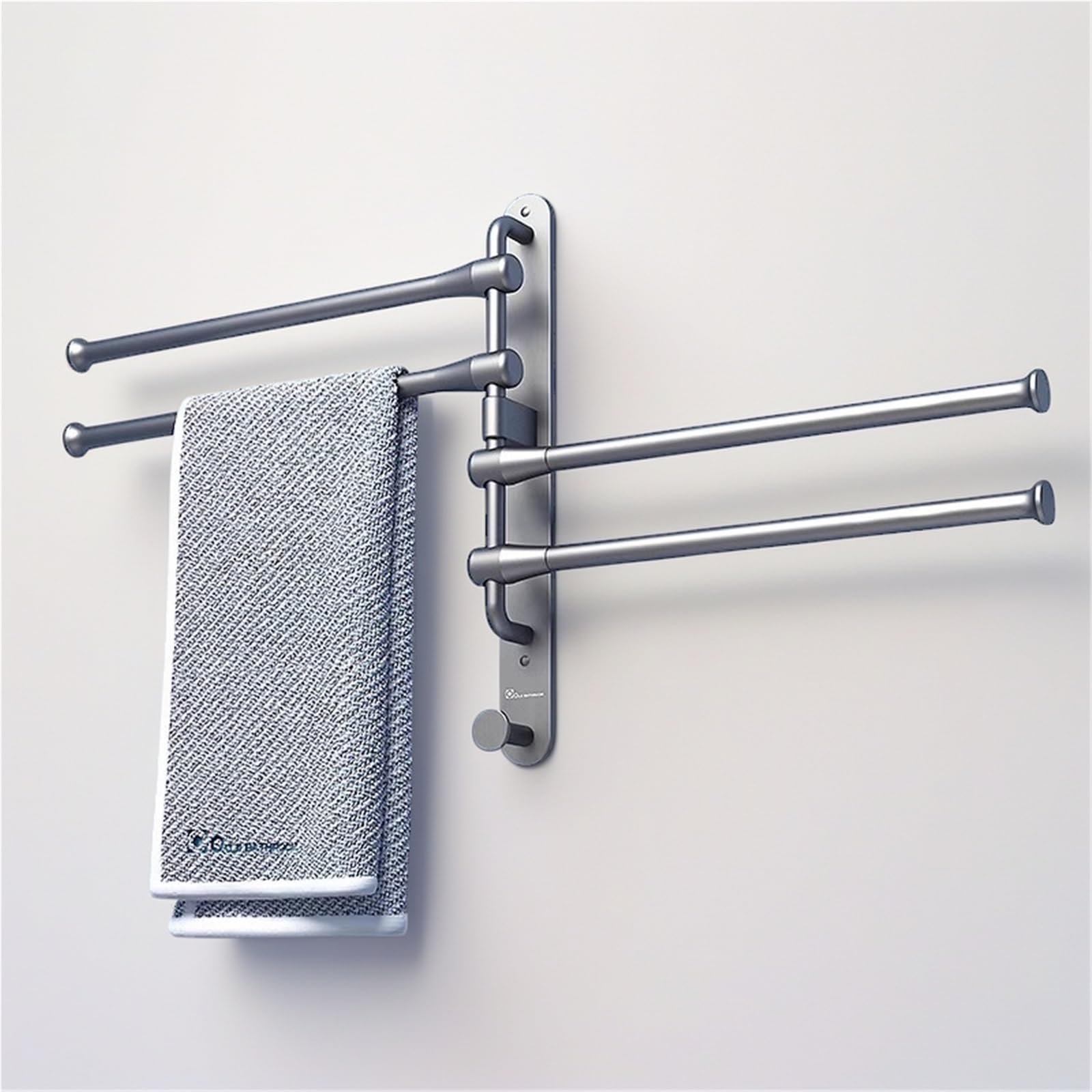 Toallero Giratorio de 2/3/4 Brazos for baño, toallero de Pared abatible con Gancho, Apto for rotación Libre de 180° for baño, Cocina y hogar.(Gold,3-Rods)