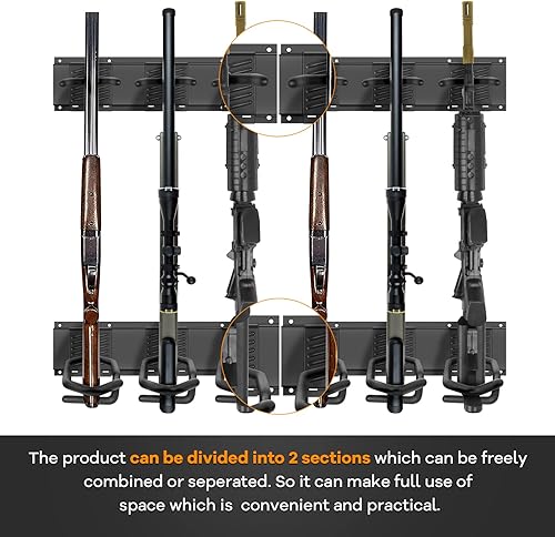 Miniatura 4 de ROBUST Soporte de pared ajustable para armas de pared soporte de pistola de acero resistente y estante de rifle de escopeta
