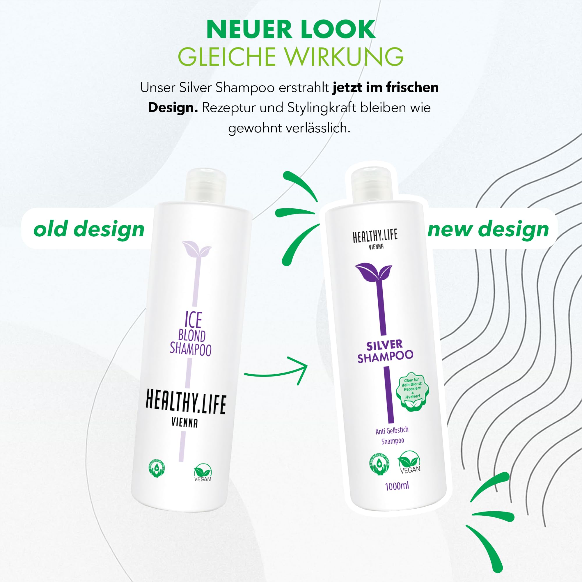HLV - Silver Shampoo – VEGAN, mit Ultraviolettem Farbstoff Gegen Gelb & Graustich | Für Blondes, Weißes & Graues Haar | Mildes Anti-Yellow Shampoo, Wirkt Ohne das Haar zu Beschädigen, 1000 ml