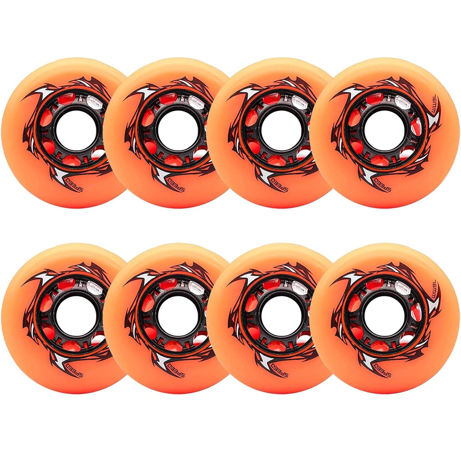 8 Pack 90A in/Outdoor Inline Skate Wielen, Inline Roller Hockey Vervangende Wielen Fancy In-Line Flat Flower Wielen,Gray,76mm