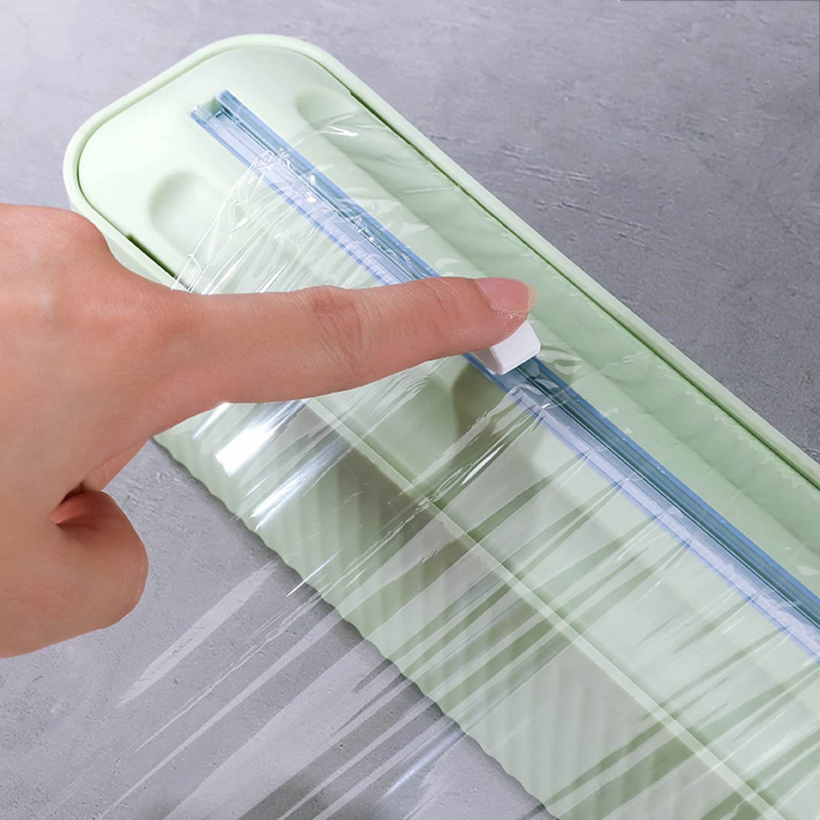 Dispensador de Papel Film Transparente para cajones de Cocina, se Puede Colgar y Cabe fácilmente en el Corte de cajones (Verde Menta) (Verde Menta)