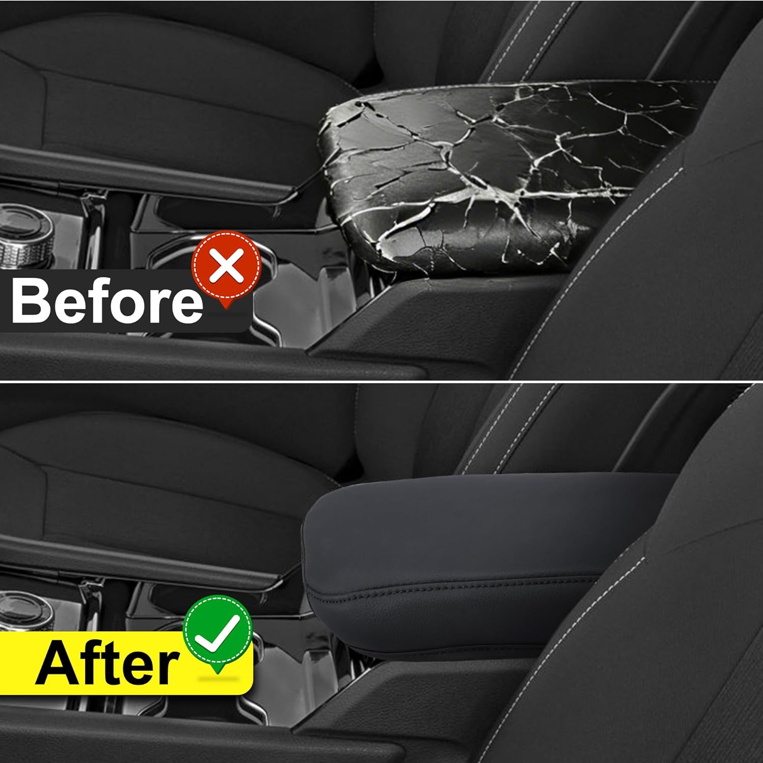 Youloveit Center Console Armrest Cover Custom Fit 2018-2024 2025 Jeep Wrangler JL/JLU & 2020-2024 2025 Jeep Gladiator JT Truck Accessories Leather Armrest Protector Cushion Cover(Not for JK/JKU)