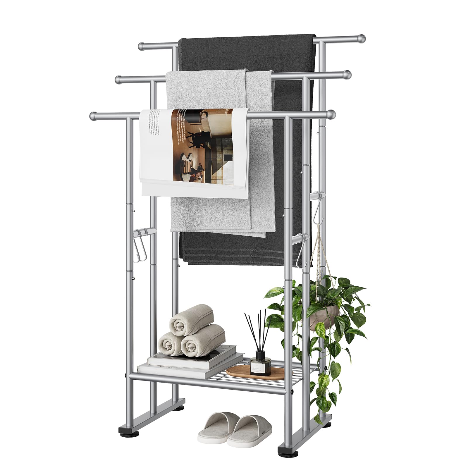 ELYKEN 3-Tier Freestanding Towel Rack, Fixed-Height Bars Highest 101CM