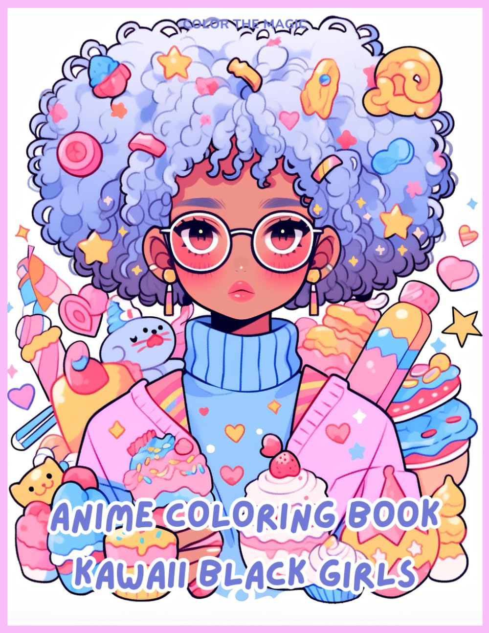 Anime Coloring Book: Kawaii Black Girls: A Cute African-American