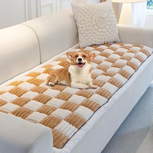 Miniatura 12 de Lucky Monet Funda protectora para sofá para perro, lavable, antideslizante, apta para sofá de 3 cojines, apta para mascotas, tapete grueso y mullido