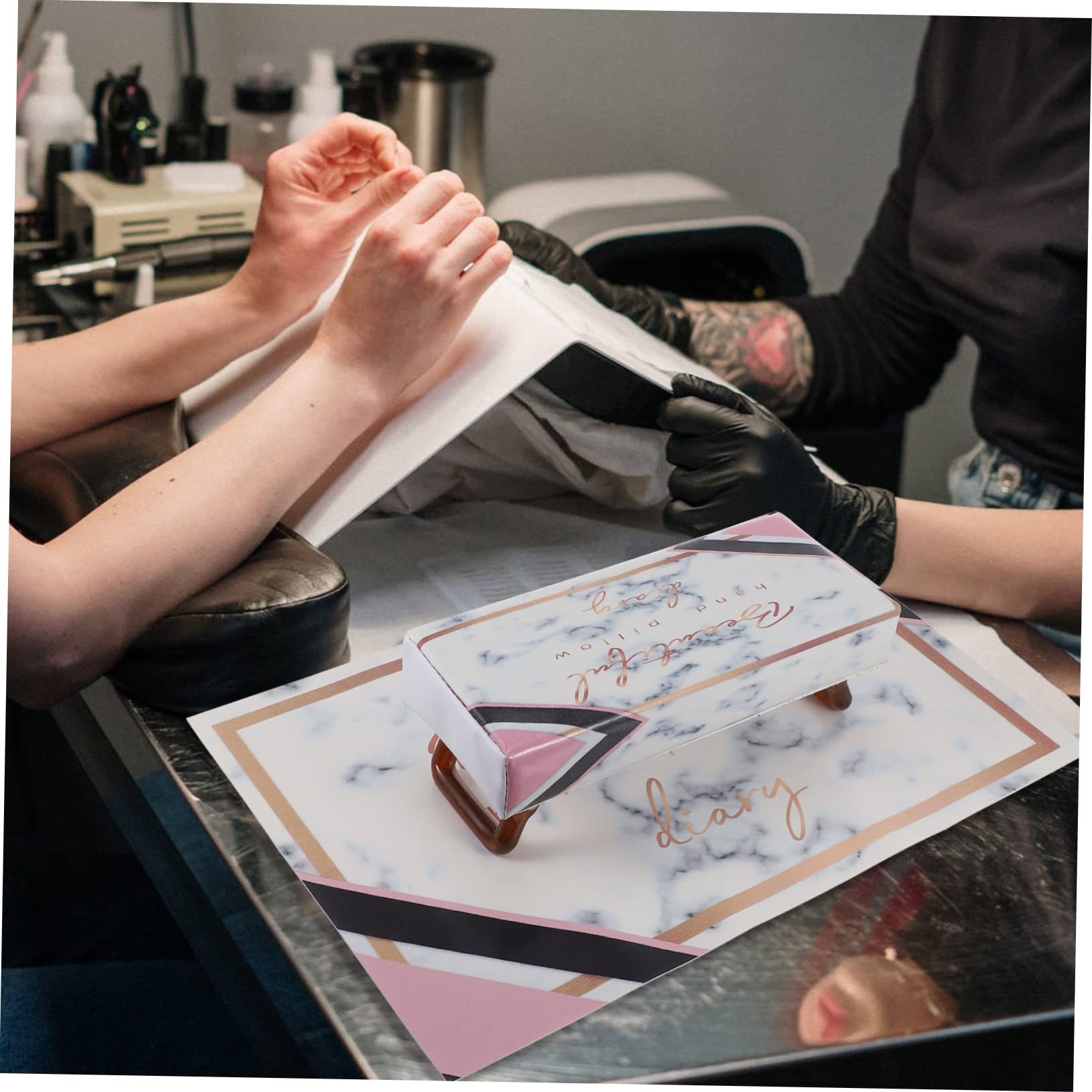 Cuscino Poggia Mani per Unghie in Pu, Supporto Manicure Pieghevole | Nail Training Salon, Pratico da Trasportare, Confortevole Sull’appoggio