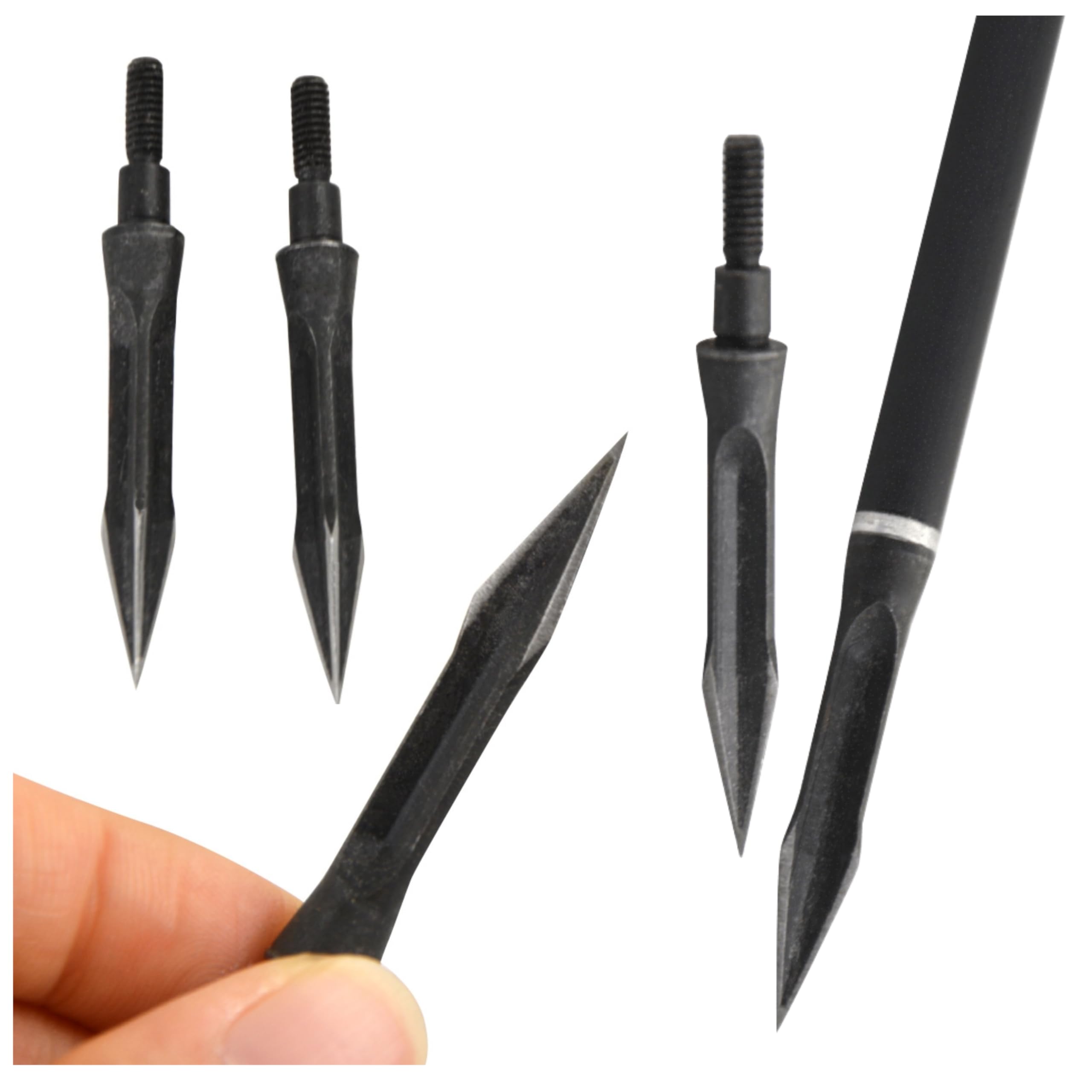 FQH 12pk High Carbon Steel Arrowheads Broadheads Archery Hunting Tips