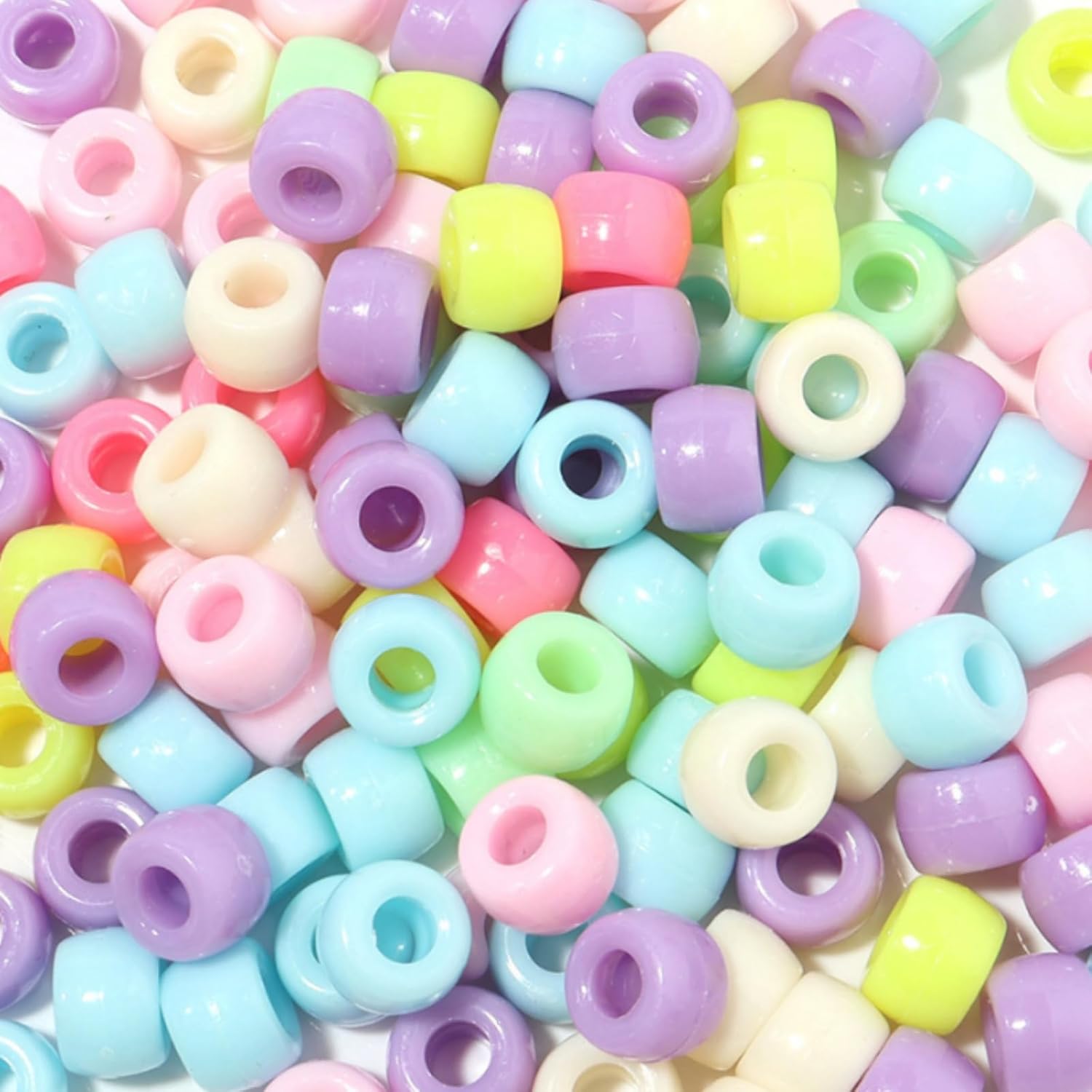 Jexine 10500 Pcs Pony Beads Bulk Plastic Beads for Bracelet Making Hair Braids DIY Necklace Jewelry Making Projects(Round,Macarons Color) - Image 4