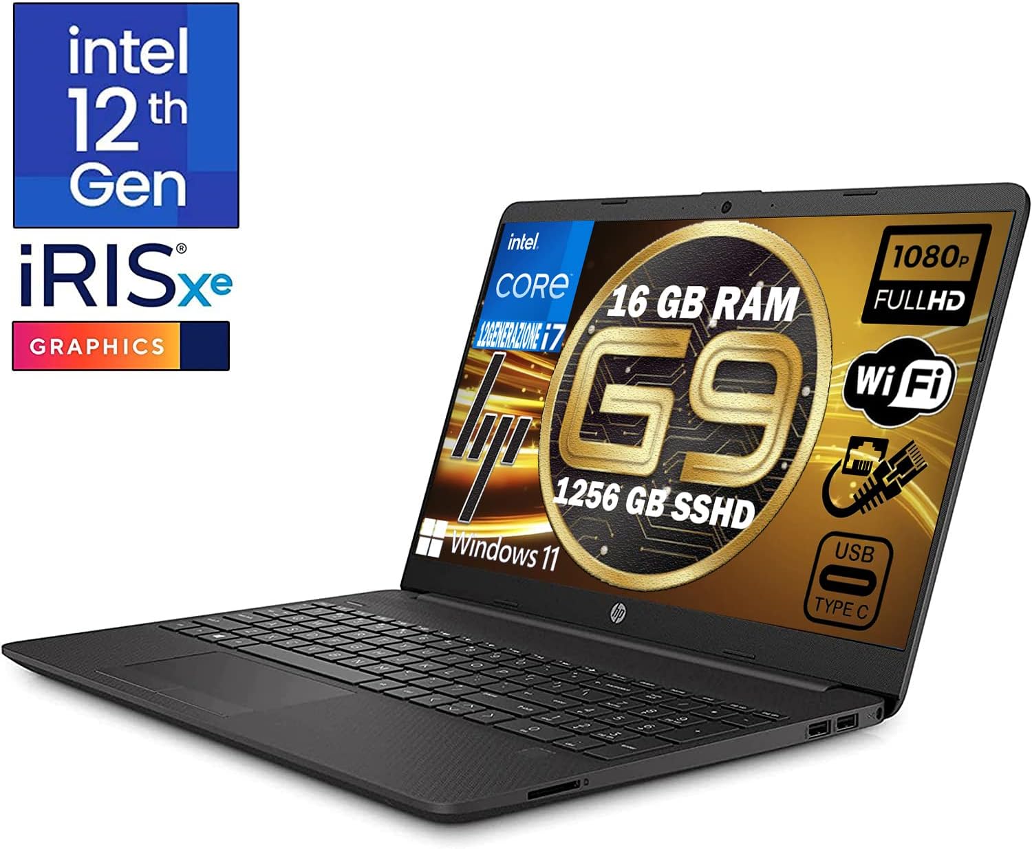 HP Notebook 250 G9 MODELLO 2024, Pc portatile Grey, Intel Core i7 1255U 12Th Gen 4,7Ghz, Ram 16Gb, SSD 1256Gb, Display 15.6 Full HD, Win 11 Pro, Libre Office, computer pronto utilizzo, MOUSE OMAGGIO HP Notebook 250 G9 MODELLO 2024, Pc portatile Grey, Intel Core i7 1255U 12Th Gen 4,7Ghz, Ram 16Gb, SSD 1256Gb, Display 15.6 Full HD, Win 11 Pro, Libre Office, computer pronto utilizzo, MOUSE OMAGGIO