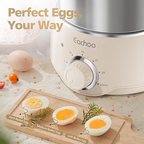 Miniatura 5 de Olla para huevos duros  Caldera rápida de huevos de acero inoxidable para 14 huevos con temporizador de 30 minutos y apagado automático, vaporizador