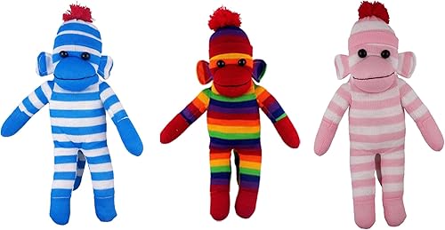Adorable mono calcetín de peluche, paquete de 3, el juguete de peluche tradicional hecho a mano, regalo para niños, niñas y niños, títere de regalo