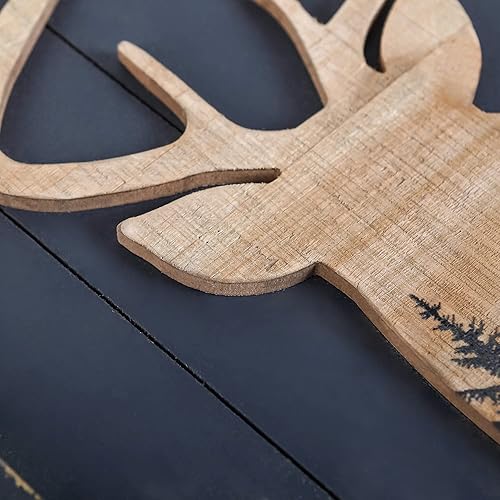 Miniatura 4 de NIKKY HOME Decoración de Pared de Cabaña, Ciervo Decorativo con Marco de Madera, Bosque Montañoso, Vida Silvestre del Bosque, Alce, Impresión