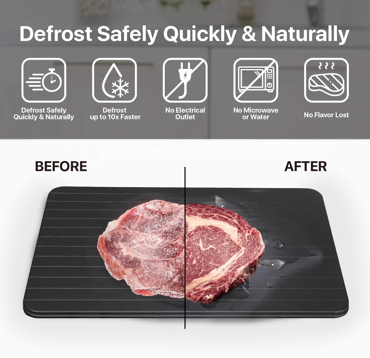 Vassoio Scongelamento Rapido In Alluminio KAIAIWLUO | 30x20 Cm Per Carne E Alimenti Surgelati - Foto 10