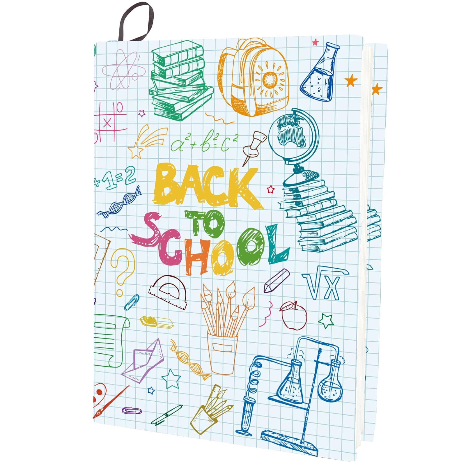 CRASPIRE Stretchable Book Cover Back to School Book Covers Stretch Fabric Schoolbag Pencil Letters Design Washable Reusable Large Nylon Elastic Book Protector Suitable for Most Hardcover Book
