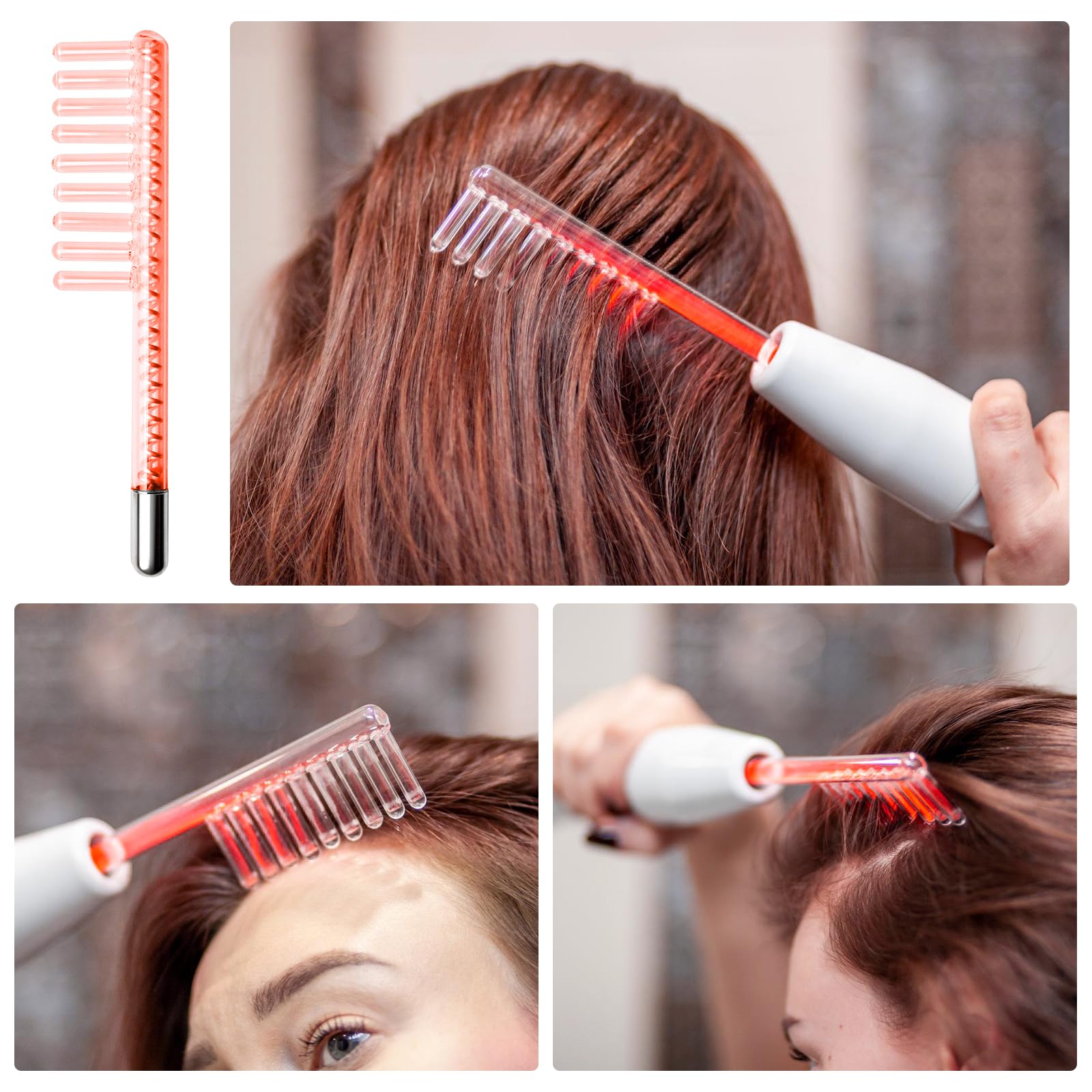 Hochfrequenzstab Gesicht mit 6 Neon Argon Röhren, Tragbares Hochfrequenzgerät für Hautstraffung, Aknebehandlung, Faltenreduzierung, Geschwollene Augen & Gesichtsmassage