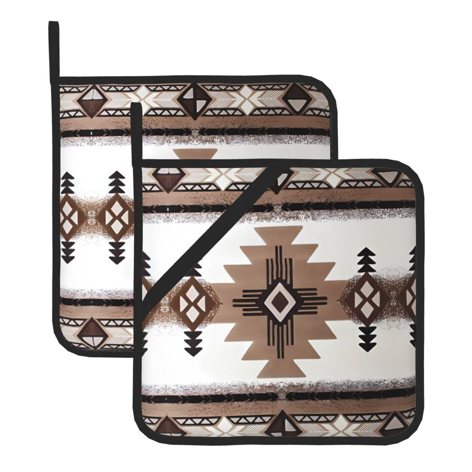 WHJSHOP Aborigines Prints Square Hot Pads for Kitchen - Waterproof Pot Covers with Hanging Loops - Thick Heat Resistant Trivets for Serving & BBQ, 2-Piece Set