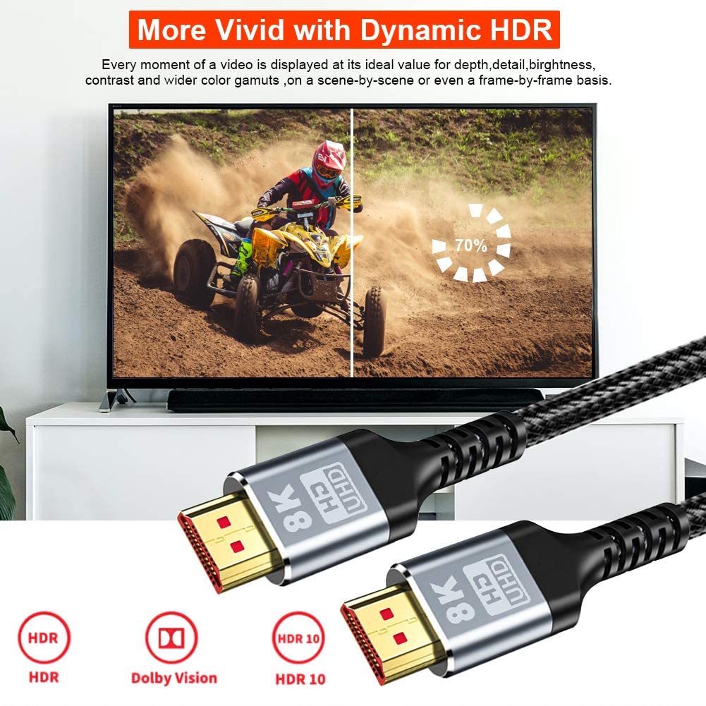 YIWENTEC HDMI 2.1 Fiber Kabel – 8K @ 60Hz, 48 Gbps, 15 Meter | Mit Micro-HDMI Pull-Typ, Dolby Vision, EARC