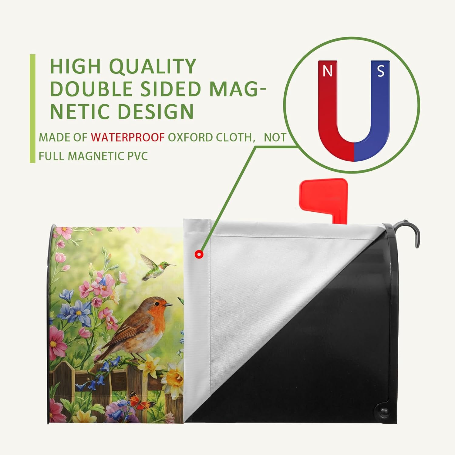 Spring Summer Birds Mailbox Covers Magnetic Standard Size 21x18 Inch Colorful Flowers Bird Mailbox Cover Seasonal Spring Decorations Post Letter Box Wrap for Outdoor Garden