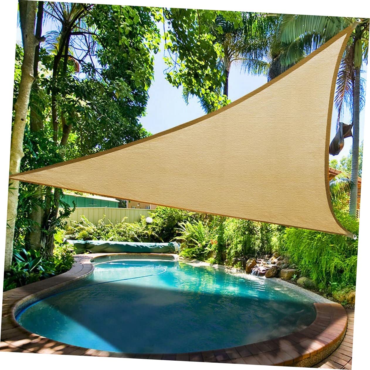 Voile D'ombrage Triangulaire PE Beige Anti-UV pour Jardin | Fête Été, Corde Incluse, Installation Facile, Usage Camping et Parc, Format Toutes Saisons
