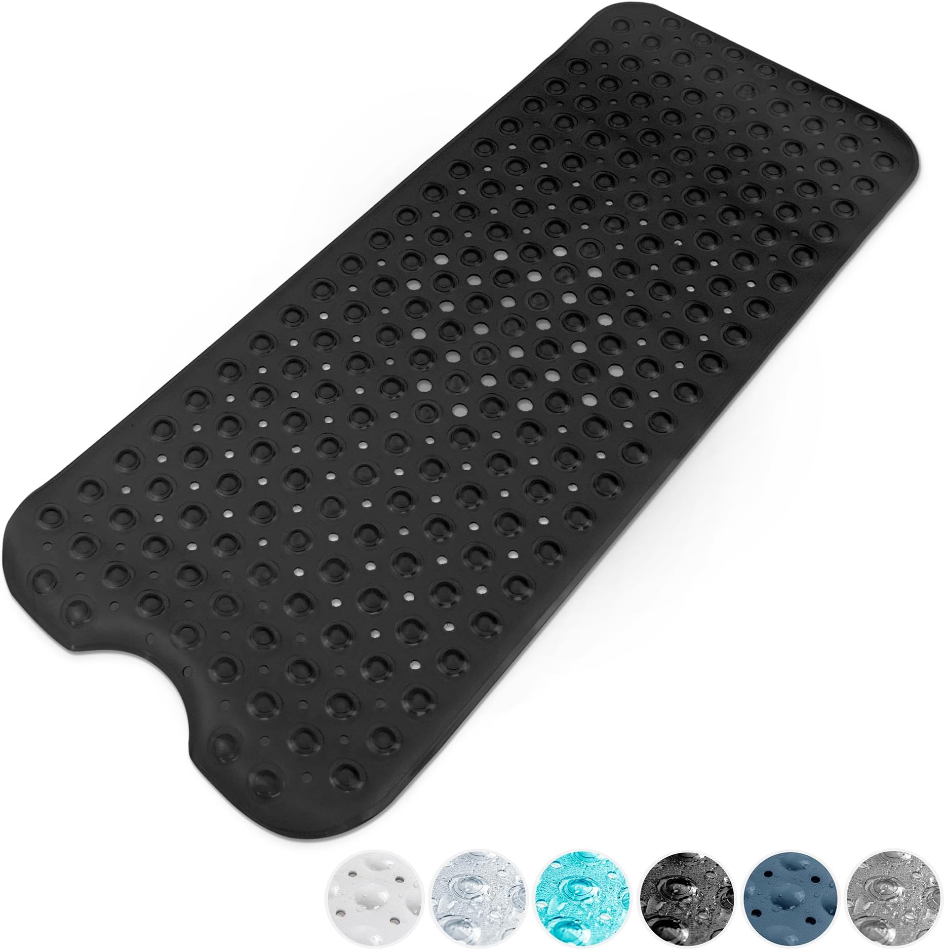 KEPLIN Premium Non-Slip Bath Mat - 200 Suction Cups, BPA, Latex Free, Mildew Resistant, Machine Washable - Safe, Durable & Comfortable for Shower Runner & Bathroom Tubs Extra Long (40x100cm) - Black