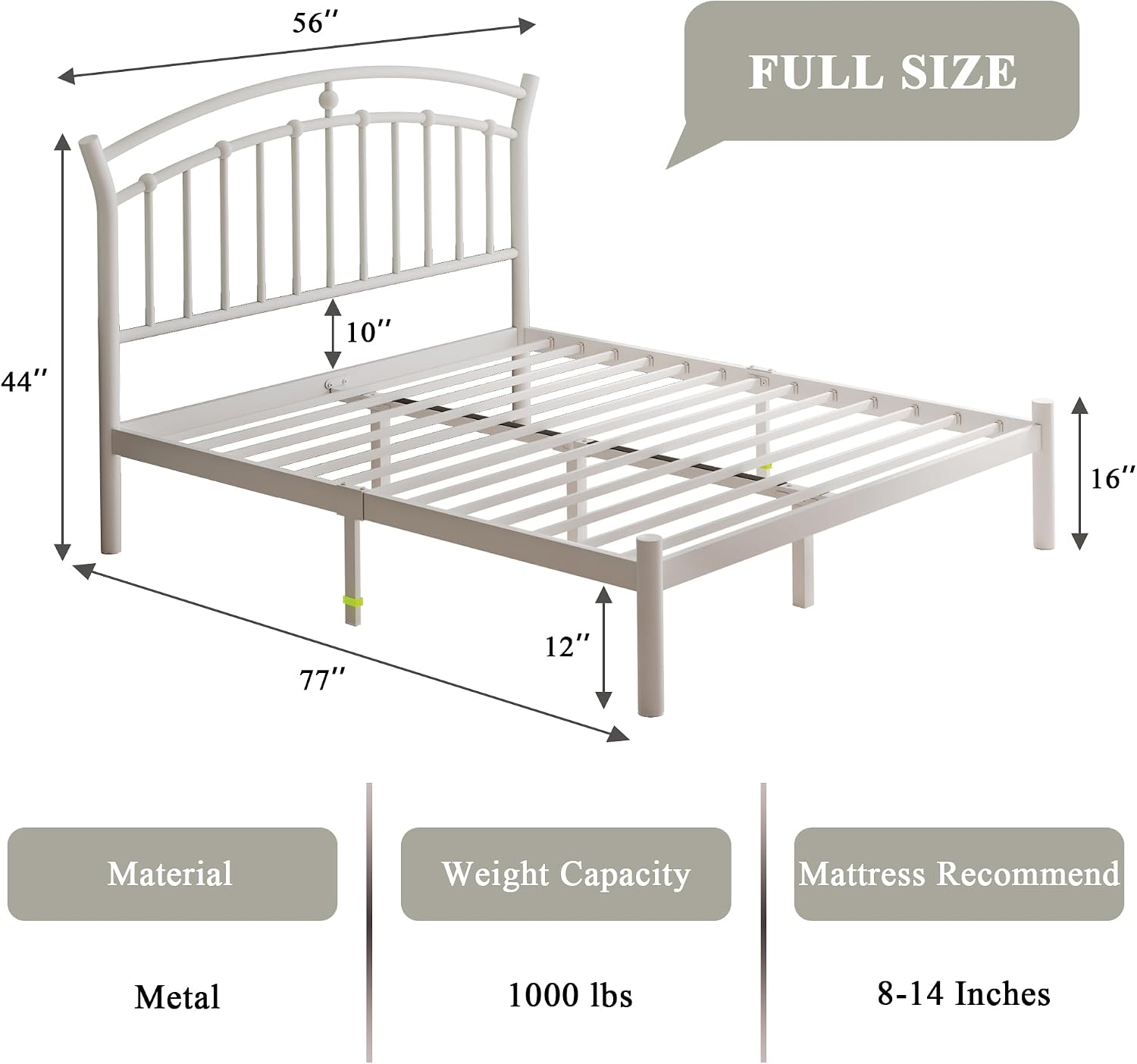 Diagram illustrating the embedded design to prevent mattress sliding and fluorescent strips on bed legs.