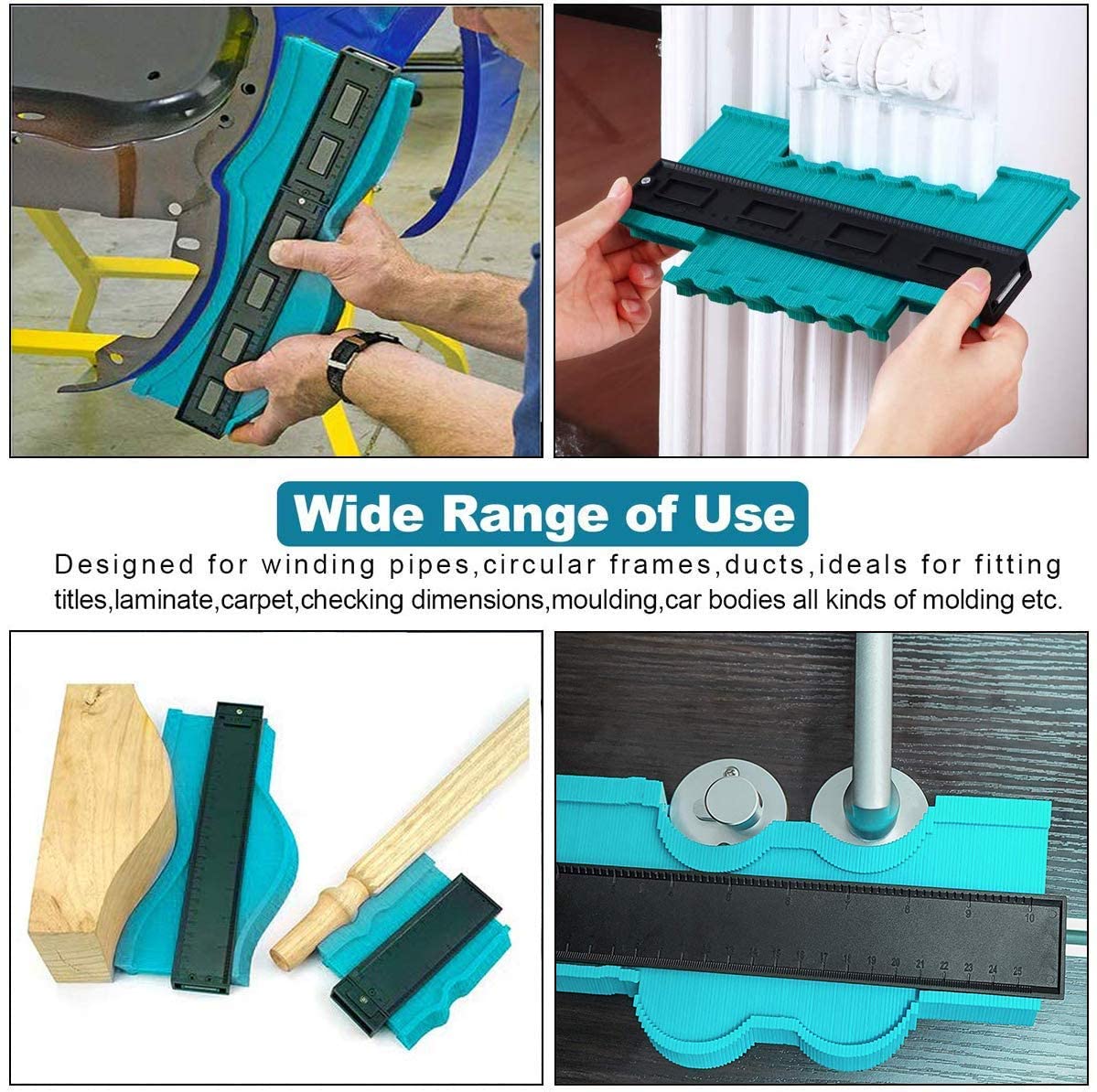 Kriq 10 Inch Contour Gauge Duplicator, Plastic Contour Gauge Profile Gauge Duplicator Copy Irregular Shapes Measuring Toolfor Corners, Woodworking Templates, Tiles and Laminate 3