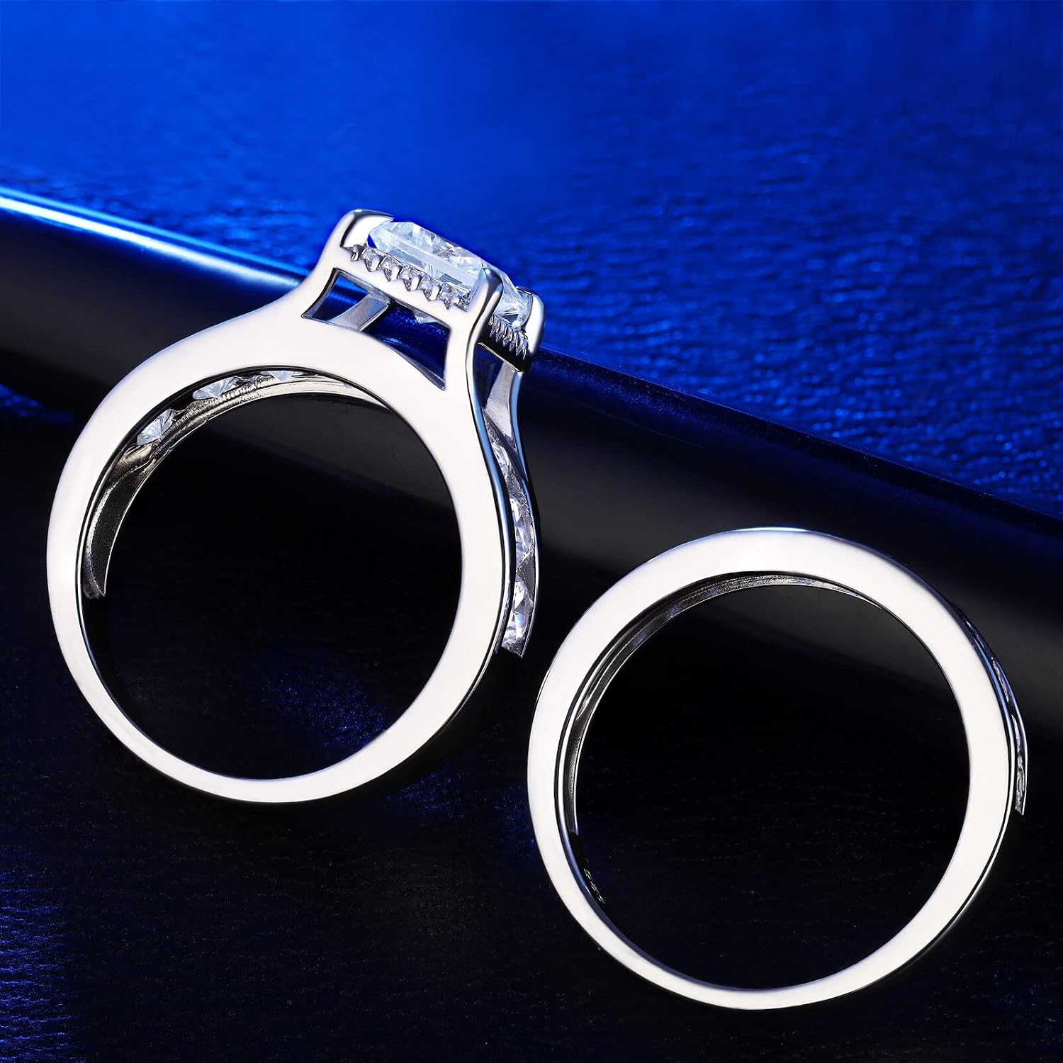 925 Sterling Silver Wedding Rings For Women Square Cross Cut Aaaaa Cubic Zircons Promised Bridal Ring Set Jewelry