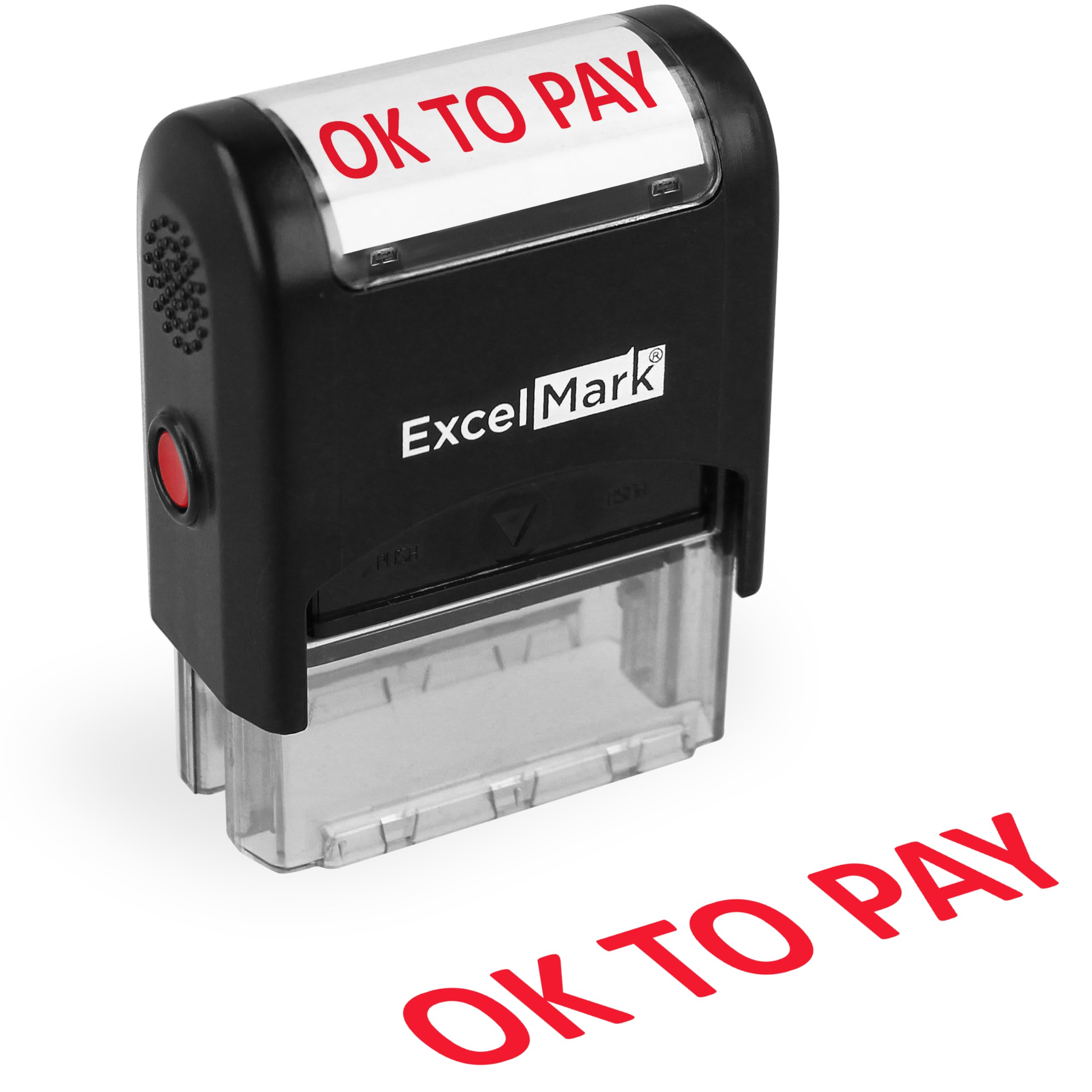 ExcelMark OK to Pay - Self-Inking Rubber Stamp - A1539 Red Ink