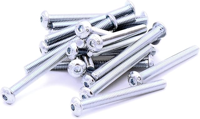 M5 (5mm x 50mm) Hex Socket Button Machine Screw (Bolt) - Steel (Pack of 20)