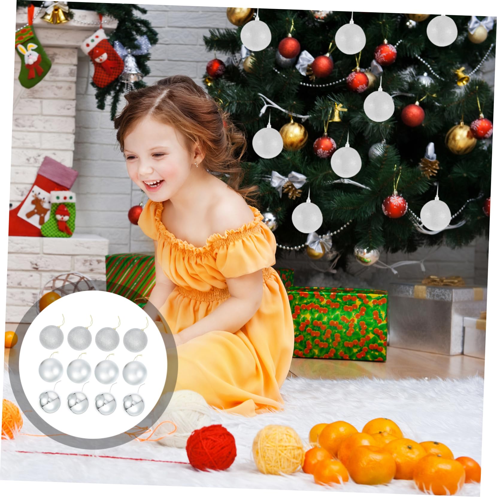 TOPBATHY 24 Piezas Bolas Navideñas Colgantes para Interiores y Exteriores Bolas de Navidad Colgantes