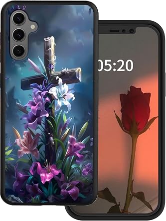 Galaxy A16 5G Phone Case for Samsung Galaxy A16 4G Case with Christian Jesus Cross Flower Design Slim Soft TPU Silicone Wireless Charging Anti-Scratch Shookproof Cover Case for Galaxy A16 5G/4G