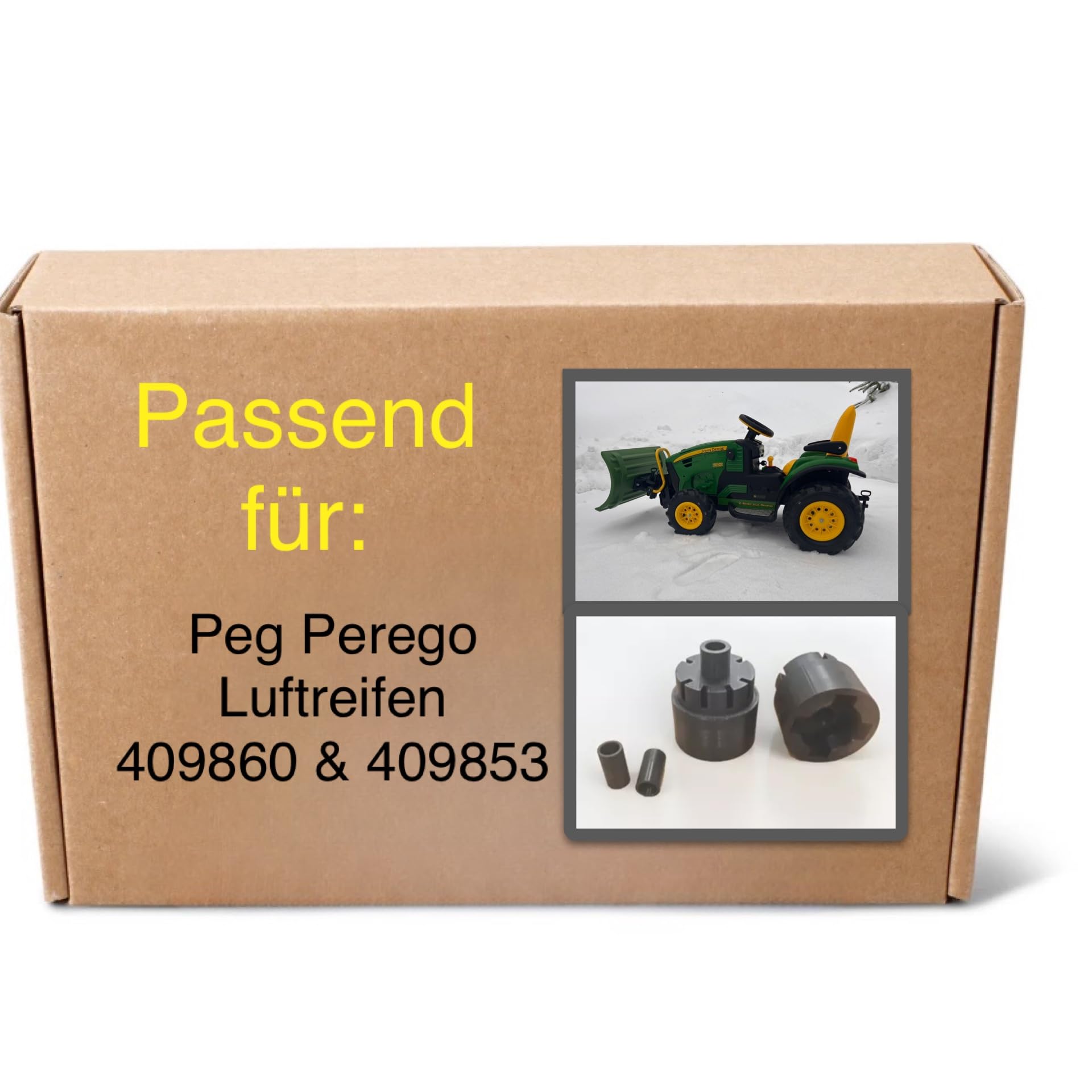 Peg Perego Adaptateur pour pneus Rolly Toys 409860 & 409853 sur John Deere Ground Force et Ground Loader – 2 adaptateurs pour l'arrière et 2 manchons d'espacement pour l'avant – À partir de 3 ans –