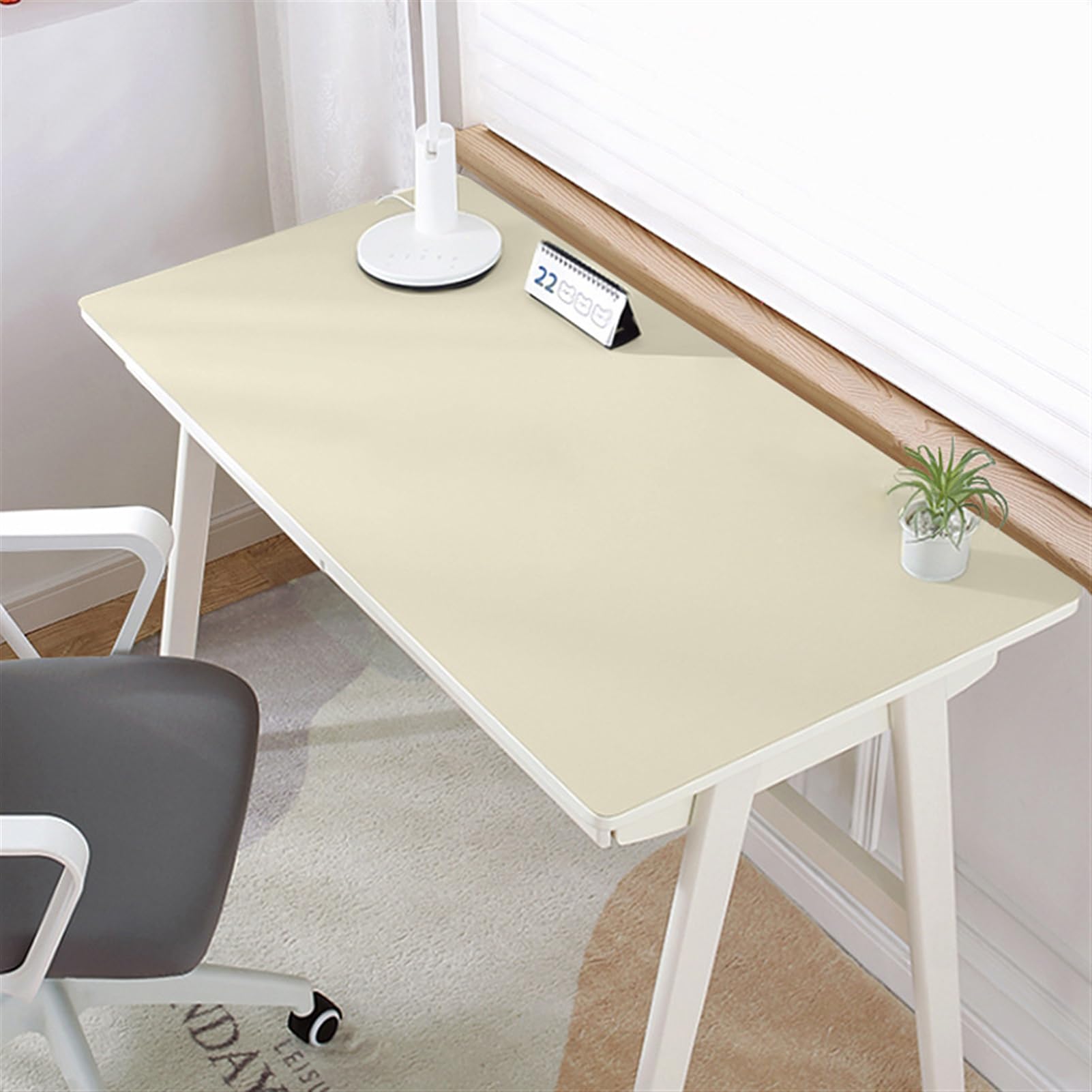 Sottomano, Pad per Scrivania Multifunzionale in Pelle PU Tappetino per Mouse da Gaming Impermeabile per Ufficio e Casa, Beige, 90x140cm