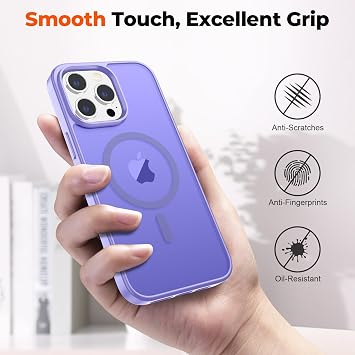 zapica マグネット式 iPhone 14 Pro Max ケース ライトパープル | MagSafe対応、ミリタリーグレードの落下保護、半透明マット傷防止電話カバー