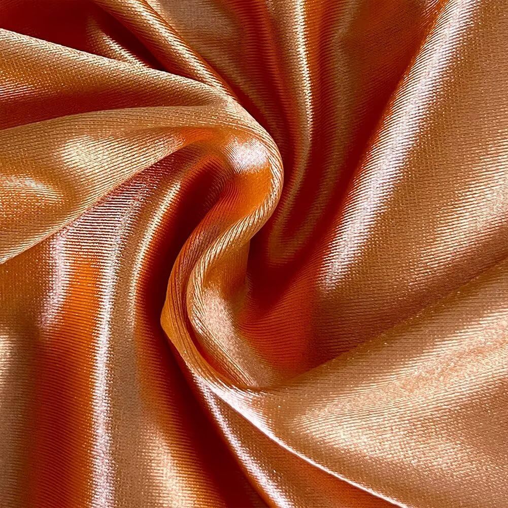 Women’s Strapless Satin Maxi Dress Lightweight Casual Everyday Tube Dress Orange - Image 4