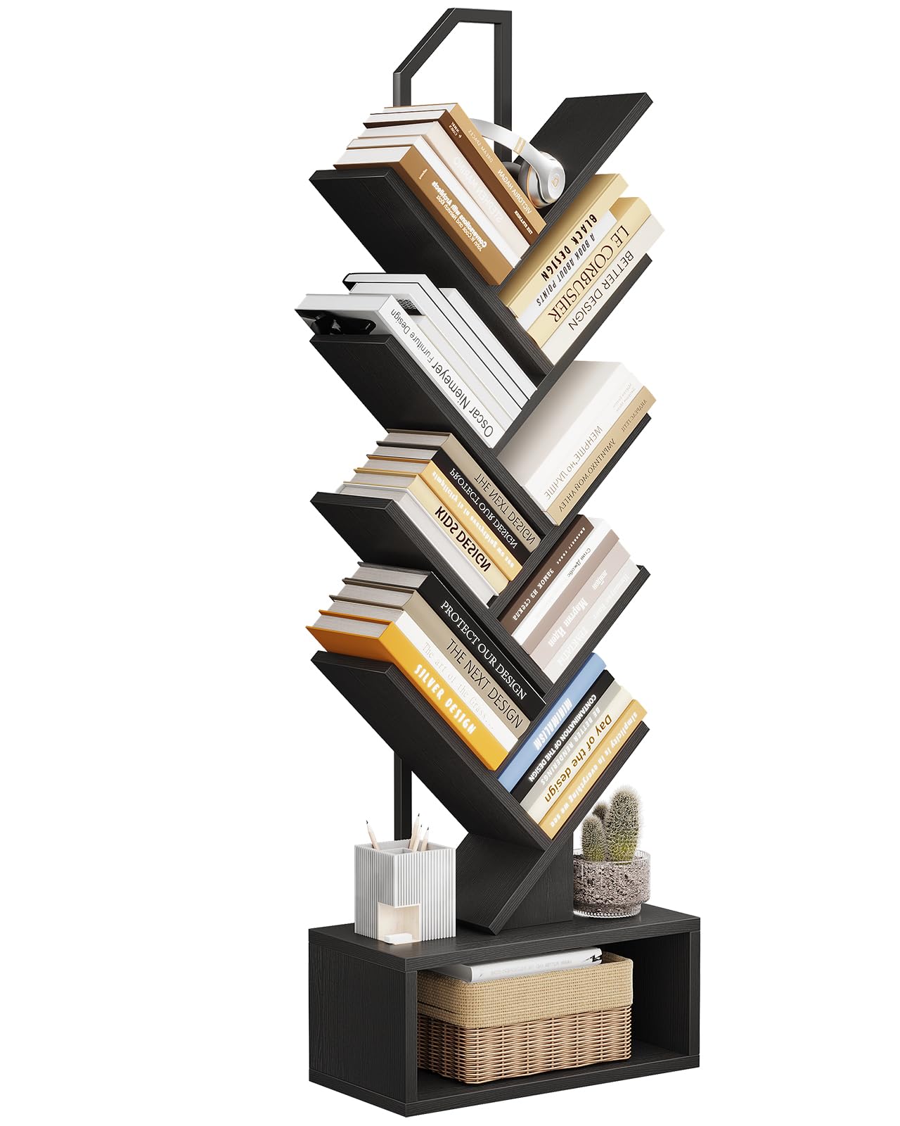 Coleshome Bücherregal im Baumform, Standregal mit Ebenen, Bücherregal Holz Geeignet für Wohnzimmer und Schlafzimmer