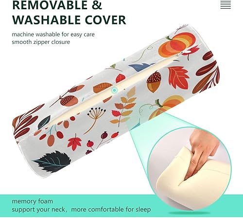 Miniatura 4 de Autumn Pumpkins Fall Leaves Bolster Pillow Yoga Neck Roll Pillow with Cover Sofa Round Pillows Cylinder Pillow Cover Pillow for Knee Support