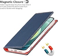Vista 83 de iCoverCase Funda tipo cartera compatible con iPhone 13 Pro Max con ranuras para tarjetas, funda magnética de piel auténtica con bloqueo RFID, Naranja