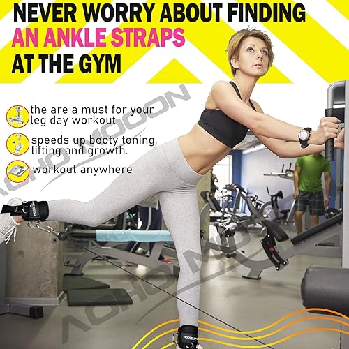 Miniatura 3 de Correas de tobillo para accesorios de máquina de cable, hebilla ajustable adecuada para hombres y mujeres, puños de tobillo de neopreno de ajuste
